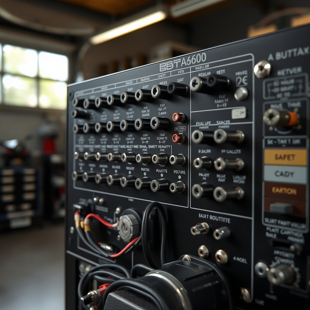 <A photorealistic close-up of a Bft Deimos BT A600 control board with visible screw termin