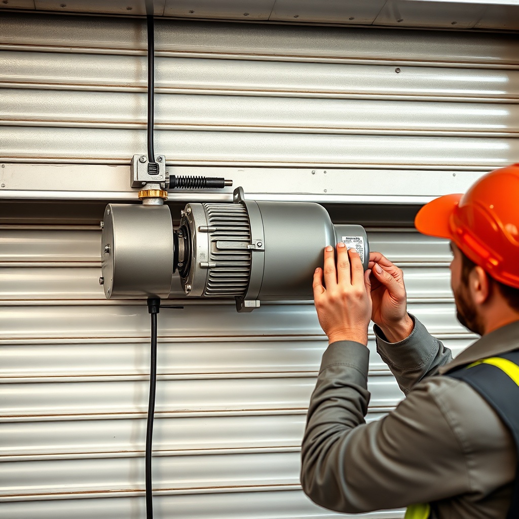 <clean photorealistic photo of a KepenkUzman Zincir Motoru mounted on a roller shutter