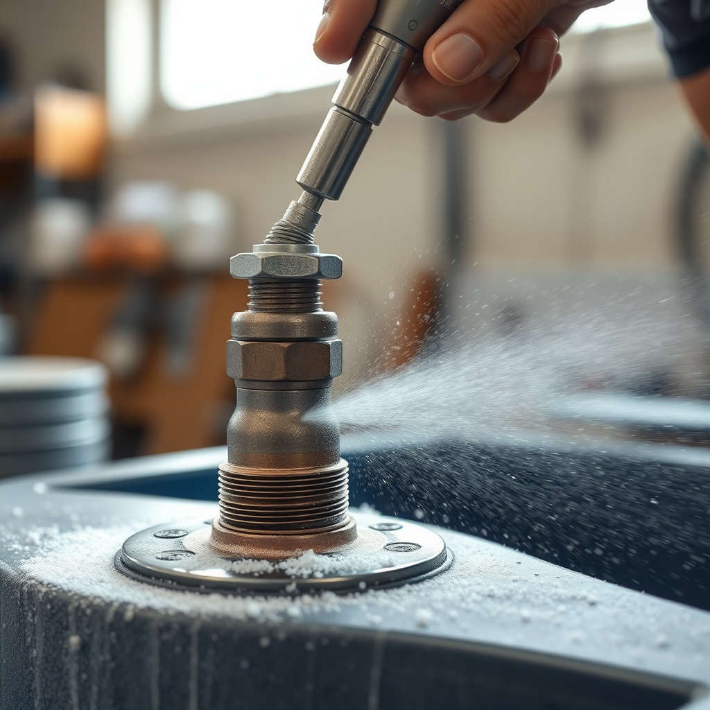 <clean photorealistic photo of a kepenk kızak kanalı being cleaned with compressed air